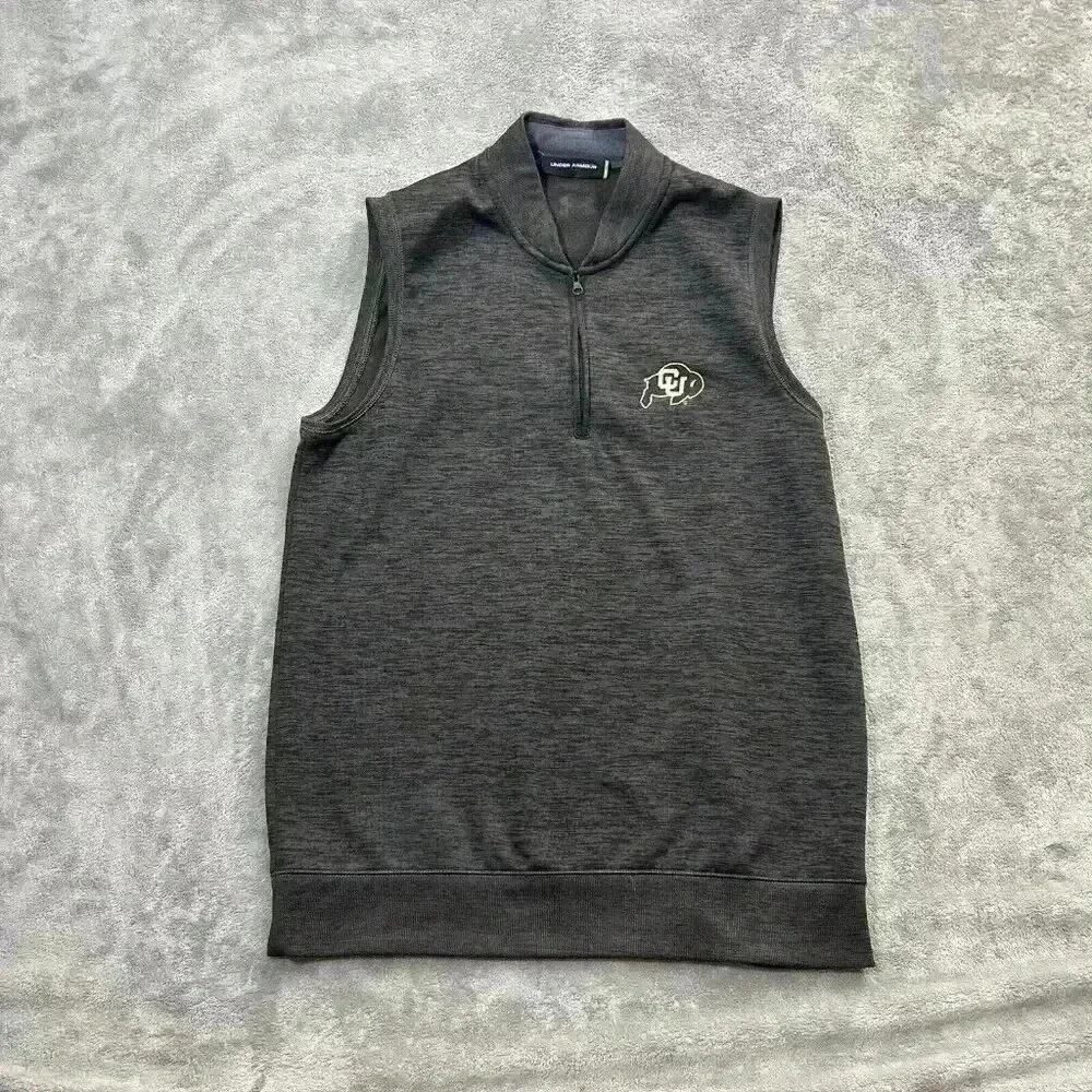 Under Armour Vest Mens Medium Colorado State Full Zip Loose Fit Heather Gray